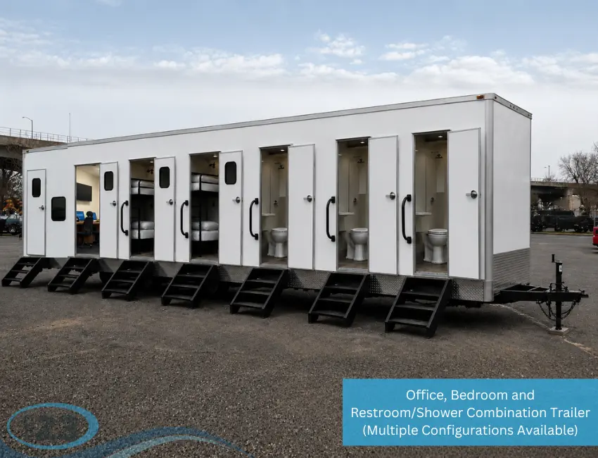 Office, Bedroom and Restroom and Shower Combination Trailer
